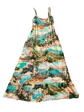 LABEL of LOVE Italian Riviera Print Maxi Dress Size Small EUC